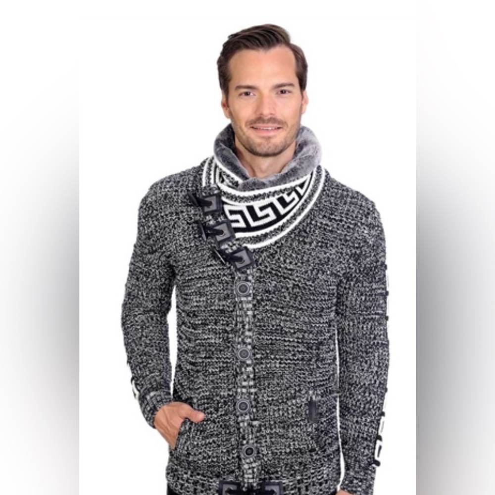 LCR Grey and Black Knitted Cardigan